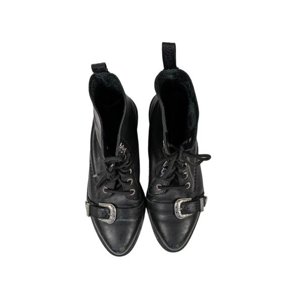 Dr. Martens Ulima Boots EU 41 Black Leather Lace Up Modern Punk Buckle Toe - Picture 4 of 6